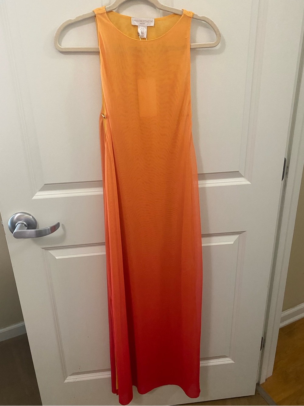 Caroline Constas NWT XS Orange to Coral Ombre Maxi Beach Cover Up Dress